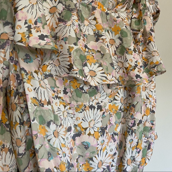 LC Lauren Conrad Daisy Floral Print Flowy Ruffle One-Shoulder Tie Top Size L - Picture 7 of 8